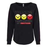 Warning Can't Control Emotions Emoji Face Womens California Wash Sweatshirt