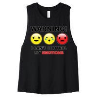 Warning Can't Control Emotions Emoji Face Women's Racerback Cropped Tank