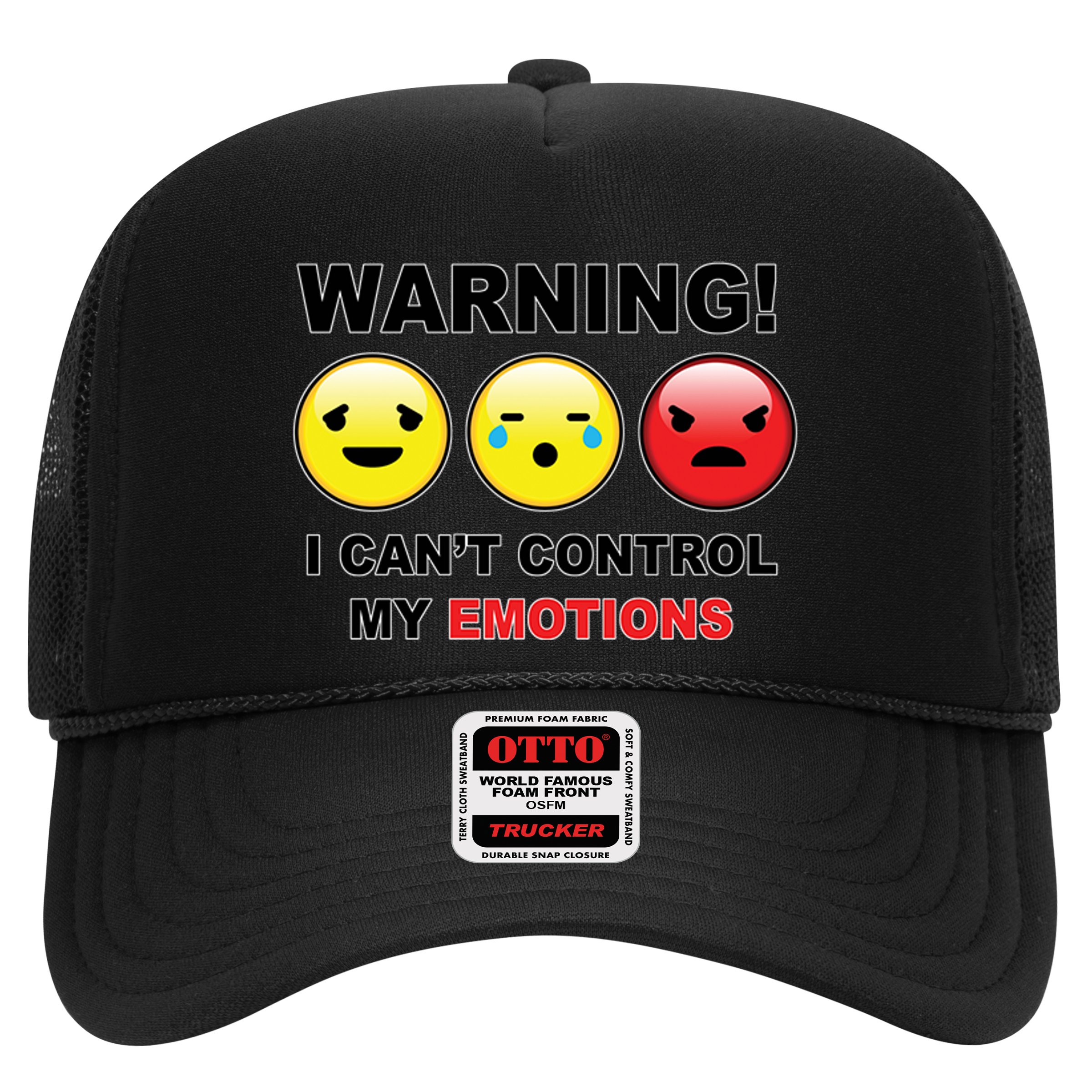 Warning Can't Control Emotions Emoji Face Hat