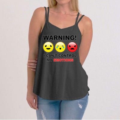 Warning Can't Control Emotions Emoji Face Women's Strappy Tank