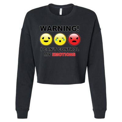 Warning Can't Control Emotions Emoji Face Cropped Pullover Crew