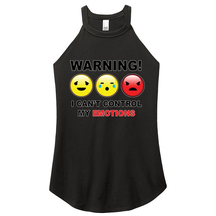 Warning Can't Control Emotions Emoji Face Women's Perfect Tri Rocker Tank