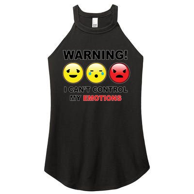 Warning Can't Control Emotions Emoji Face Women’s Perfect Tri Rocker Tank