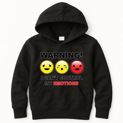 Warning Can't Control Emotions Emoji Face Kids Hoodie