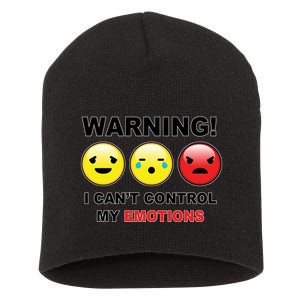 Warning Can't Control Emotions Emoji Face Short Acrylic Beanie