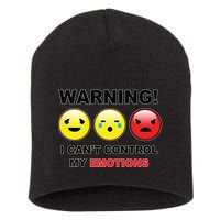 Warning Can't Control Emotions Emoji Face Short Acrylic Beanie