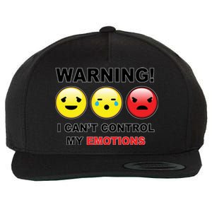 Warning Can't Control Emotions Emoji Face Wool Snapback Cap