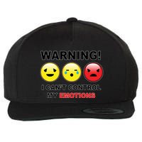 Warning Can't Control Emotions Emoji Face Wool Snapback Cap