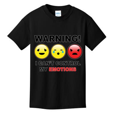 Warning Can't Control Emotions Emoji Face Kids T-Shirt