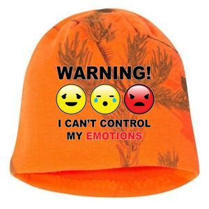 Warning Can't Control Emotions Emoji Face Kati - Camo Knit Beanie