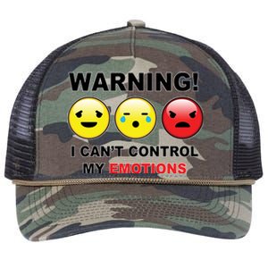 Warning Can't Control Emotions Emoji Face Retro Rope Trucker Hat Cap