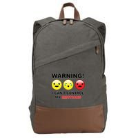 Warning Can't Control Emotions Emoji Face Cotton Canvas Backpack
