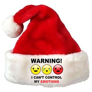 Warning Can't Control Emotions Emoji Face Premium Christmas Santa Hat