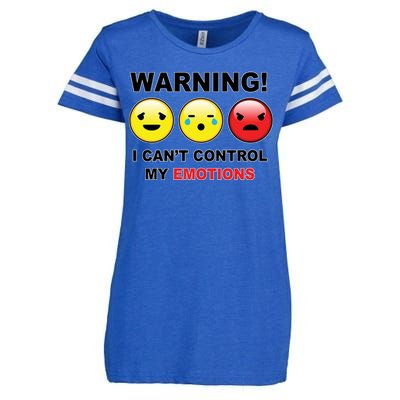 Warning Can't Control Emotions Emoji Face Enza Ladies Jersey Football T-Shirt