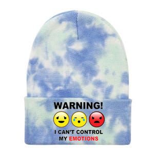 Warning Can't Control Emotions Emoji Face Tie Dye 12in Knit Beanie