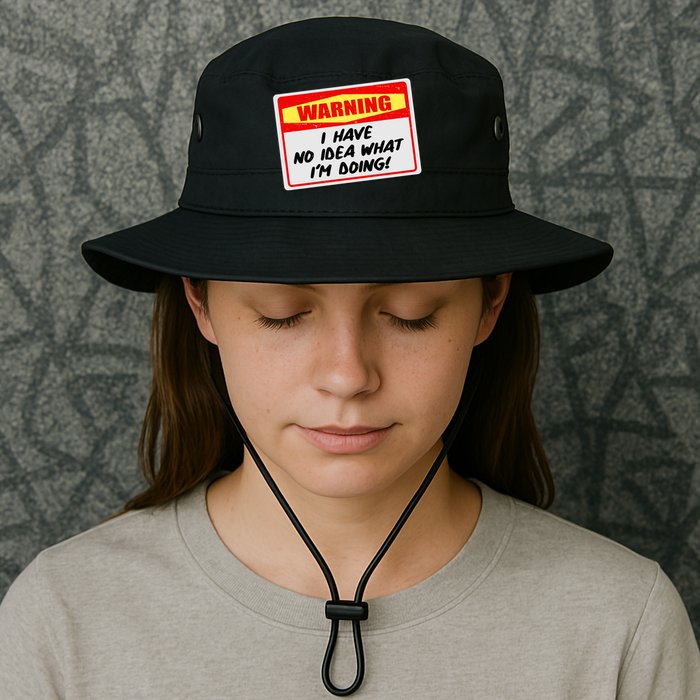 Warning I Have No Idea What I'm Doing Tag Sticker Bucket Hat