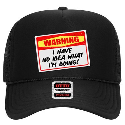 Warning I Have No Idea What I'm Doing Tag Sticker Trucker Hat