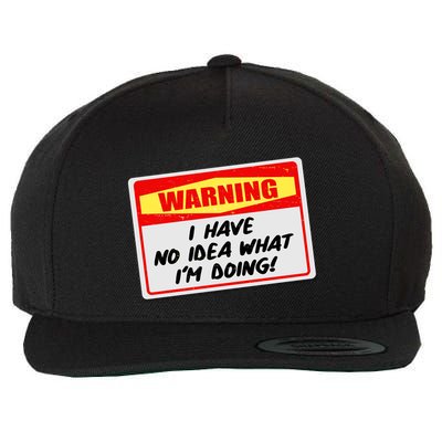 Warning I Have No Idea What I'm Doing Tag Sticker Wool Snapback Cap