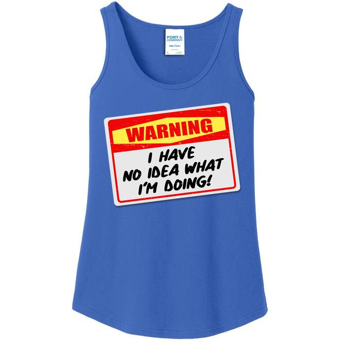 Warning I Have No Idea What I'm Doing Tag Sticker Ladies Essential Tank