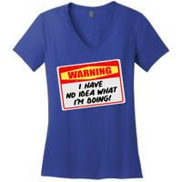 Warning I Have No Idea What I'm Doing Tag Sticker Women's V-Neck T-Shirt