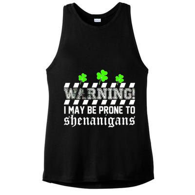 Warning I May be Prone to Shenanigans Ladies PosiCharge Tri-Blend Wicking Tank