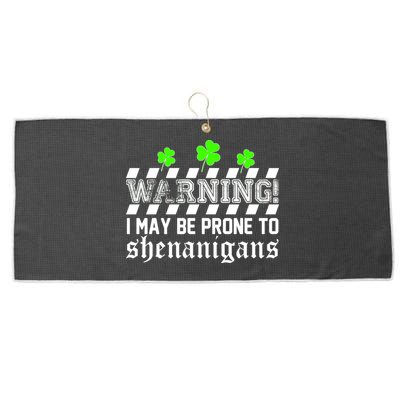 Warning I May be Prone to Shenanigans Large Microfiber Waffle Golf Towel