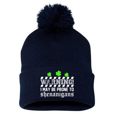 Warning I May be Prone to Shenanigans Pom Pom 12in Knit Beanie