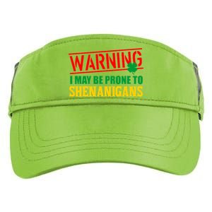 Warning I May Be Prone to Shenanigans St. Patrick's Day Clover Adult Drive Performance Visor