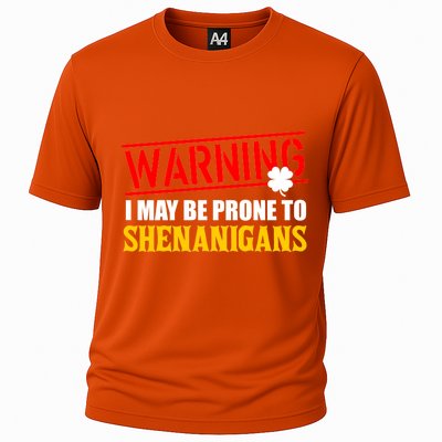 Warning I May Be Prone to Shenanigans St. Patrick's Day Clover Cooling Performance Crew T-Shirt