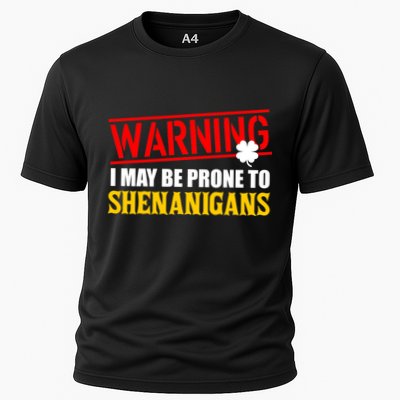 Warning I May Be Prone to Shenanigans St. Patrick's Day Clover Cooling Performance Crew T-Shirt