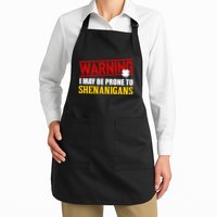 Warning I May Be Prone to Shenanigans St. Patrick's Day Clover Apron