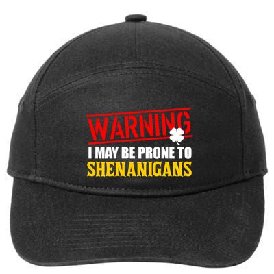 Warning I May Be Prone to Shenanigans St. Patrick's Day Clover 7-Panel Snapback Hat