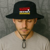 Warning I May Be Prone to Shenanigans St. Patrick's Day Clover Bucket Hat