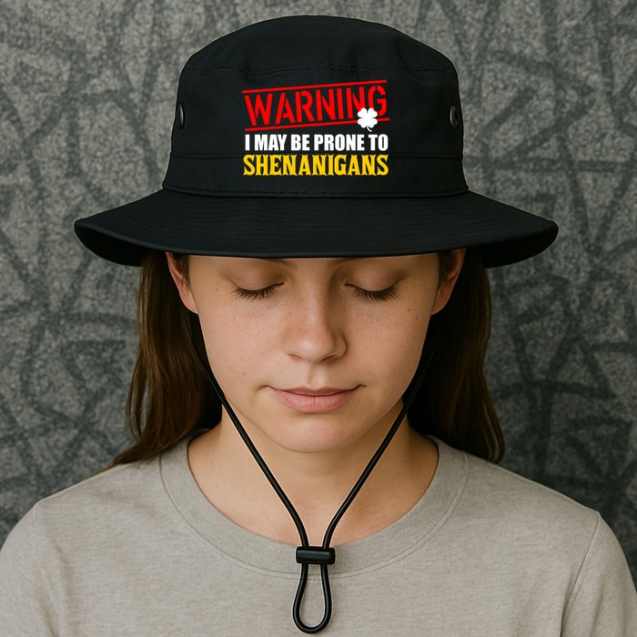 Warning I May Be Prone to Shenanigans St. Patrick's Day Clover Bucket Hat