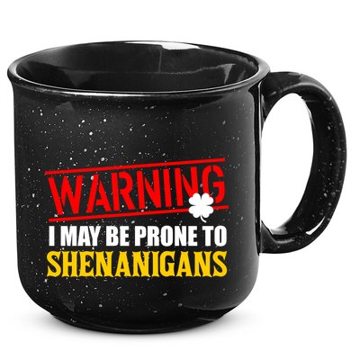 Warning I May Be Prone to Shenanigans St. Patrick's Day Clover 15oz Campfire Ceramic Mug