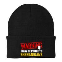 Warning I May Be Prone to Shenanigans St. Patrick's Day Clover Beanie