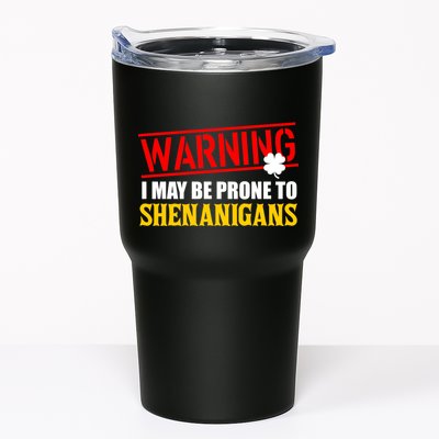Warning I May Be Prone to Shenanigans St. Patrick's Day Clover Tumbler