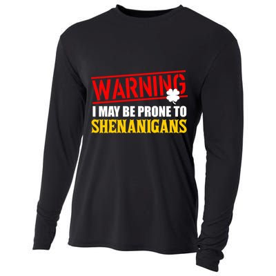 Warning I May Be Prone to Shenanigans St. Patrick's Day Clover Cooling Performance Long Sleeve Crew