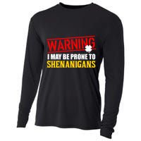 Warning I May Be Prone to Shenanigans St. Patrick's Day Clover Cooling Performance Long Sleeve Crew