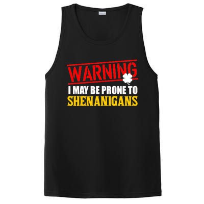 Warning I May Be Prone to Shenanigans St. Patrick's Day Clover PosiCharge Competitor Tank