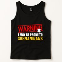 Warning I May Be Prone to Shenanigans St. Patrick's Day Clover Tank Top