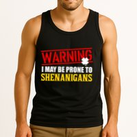 Warning I May Be Prone to Shenanigans St. Patrick's Day Clover Tank Top