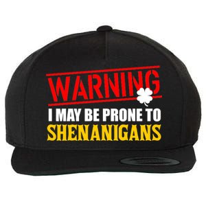 Warning I May Be Prone to Shenanigans St. Patrick's Day Clover Wool Snapback Cap