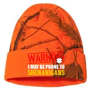 Warning I May Be Prone to Shenanigans St. Patrick's Day Clover Kati Licensed 12" Camo Beanie