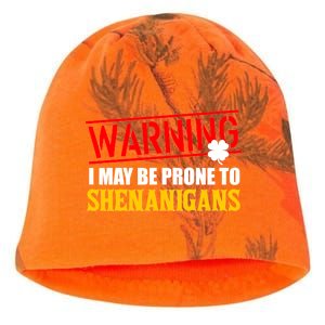 Warning I May Be Prone to Shenanigans St. Patrick's Day Clover Kati - Camo Knit Beanie