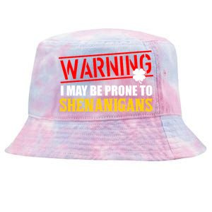 Warning I May Be Prone to Shenanigans St. Patrick's Day Clover Tie-Dyed Bucket Hat