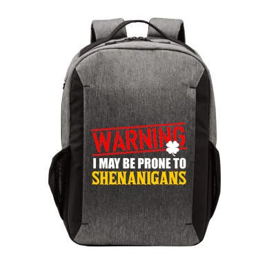 Warning I May Be Prone to Shenanigans St. Patrick's Day Clover Vector Backpack