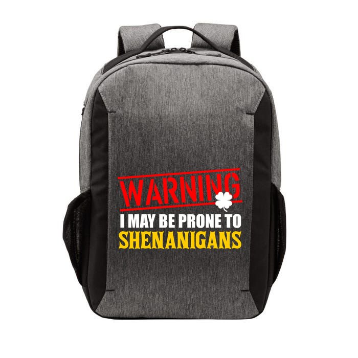 Warning I May Be Prone to Shenanigans St. Patrick's Day Clover Vector Backpack