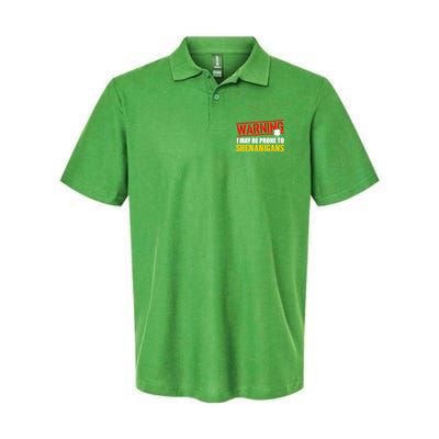 Warning I May Be Prone to Shenanigans St. Patrick's Day Clover Polo