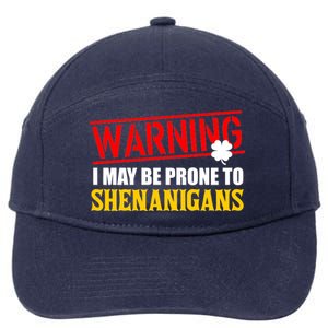 Warning I May Be Prone to Shenanigans St. Patrick's Day Clover 7-Panel Snapback Hat